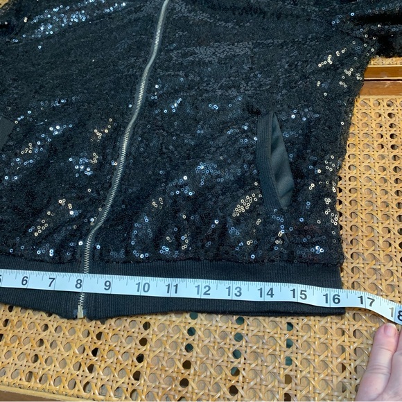 Black Sequin Sparkling bling bombers event jacket - Picture 8 of 11